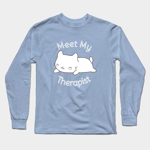 Funny Cat Therapist T-Shirt Long Sleeve T-Shirt by happinessinatee